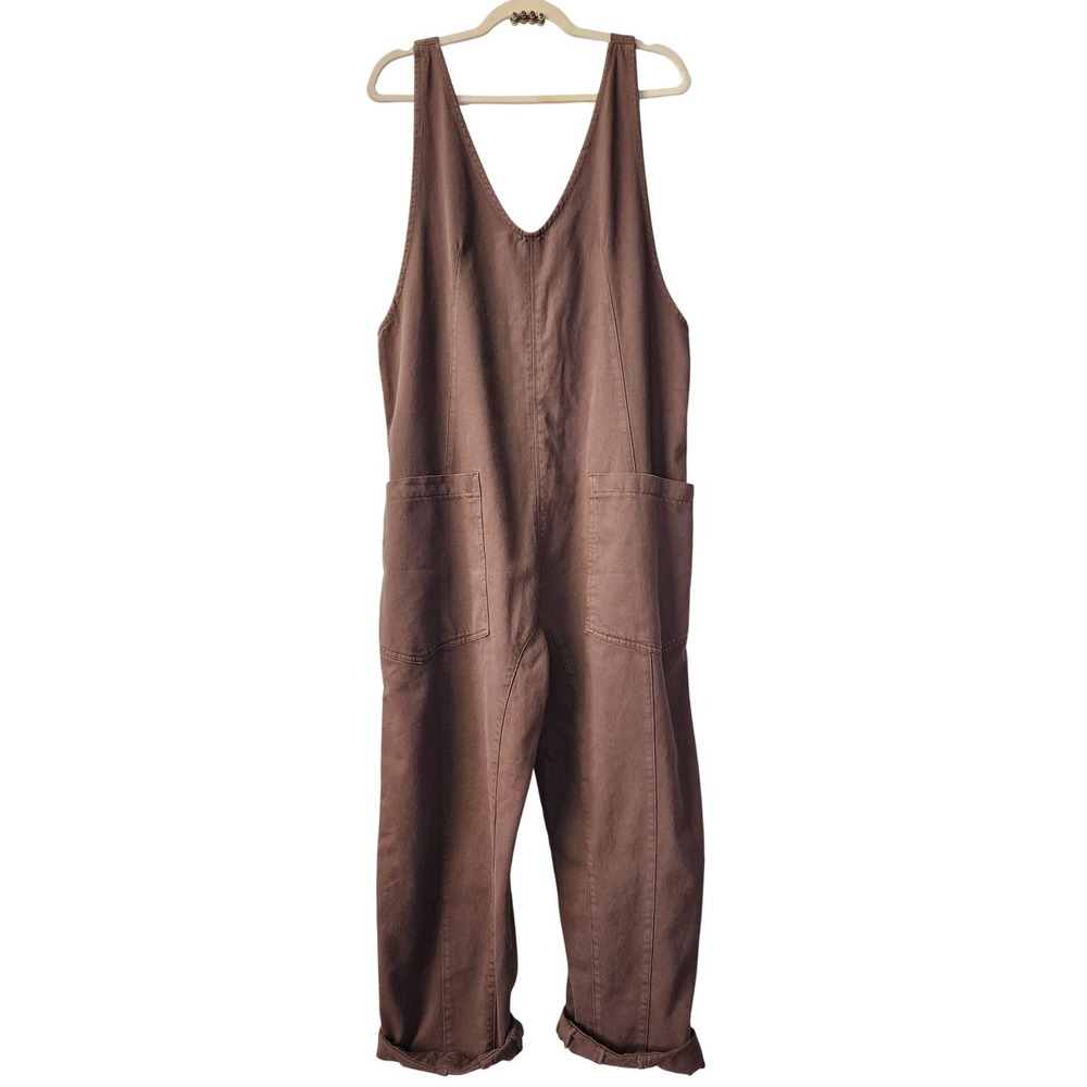 We The Free Free People Mocha Brown Ziggy Denim Overalls Size M